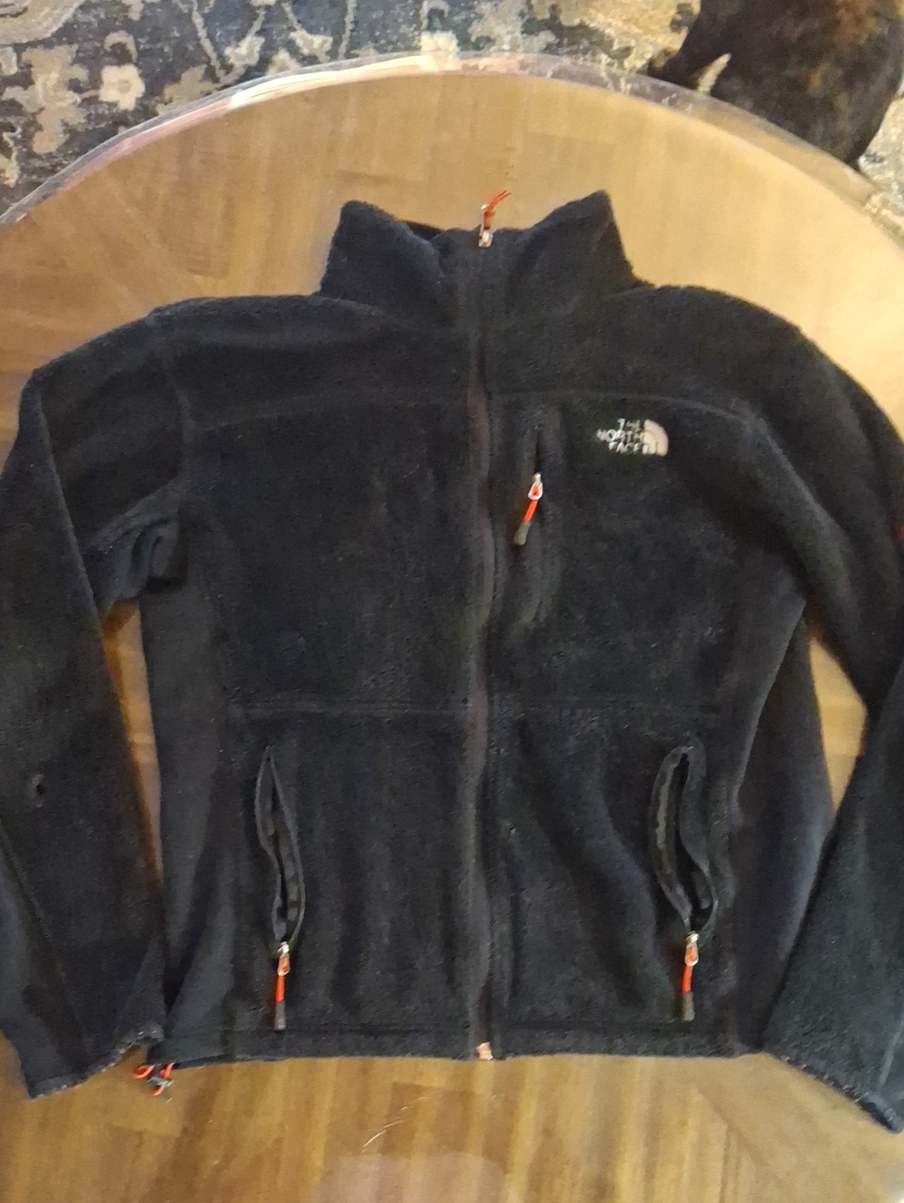 The North Face Black Fleece Jacket with Red Zip Pulls